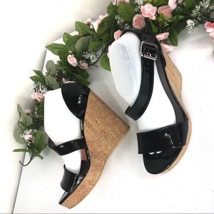 Stuart Weitzman wedge sandals black size 10M